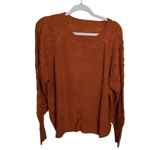 Cupshe Women's L Long Sleeve Knit‎ Sweater Pullover Copper Brown Textured